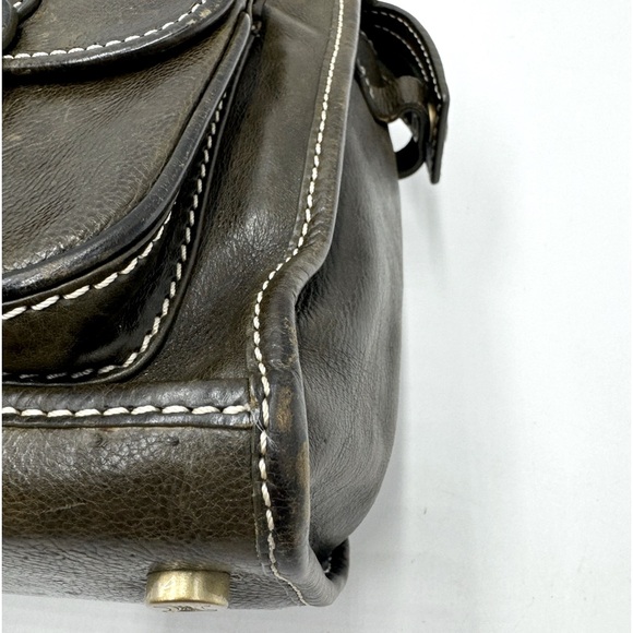 Auth Celine Vintage Olive Green Polished Leather Tote Bag Purse Handbag Preloved - Picture 9 of 16